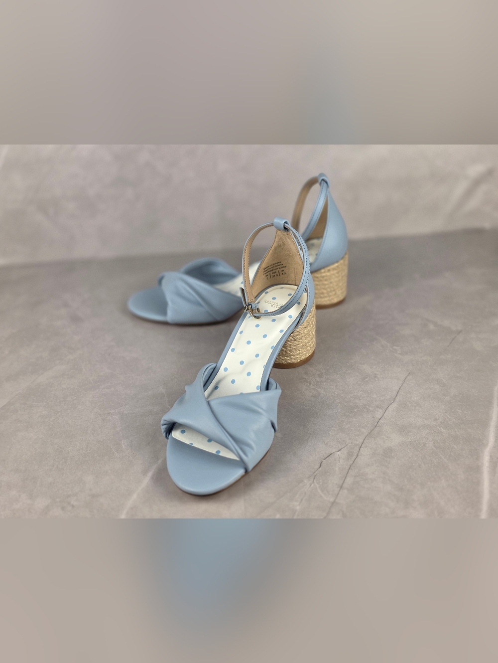 Light Blue Twisted Strap Womens Sandals with Espadrille Heel "Draper James RSVP - Picture 7 of 8